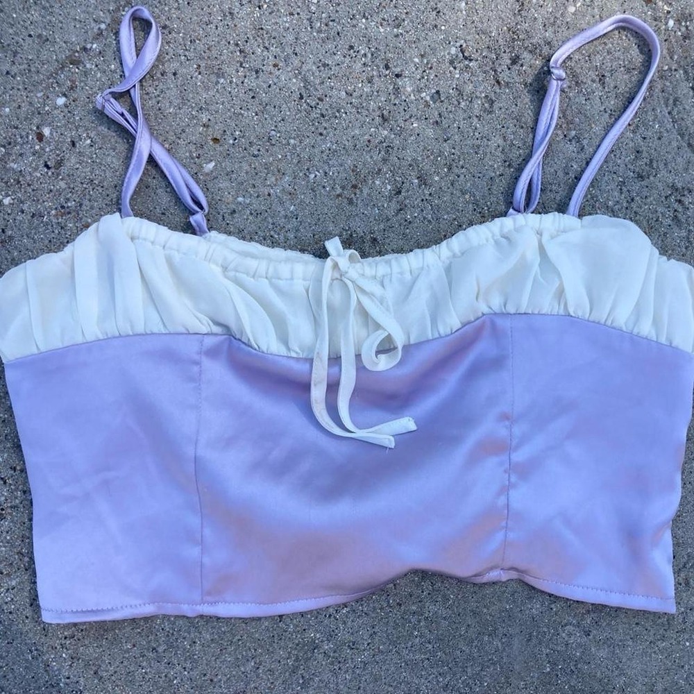 Lavender Regency Crop Top L Y2K Cottage Fairy Twee Coquette